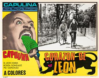 (CINEMA--MEXICAN LOBBY CARDS) A group of approximately 80 vibrantly-colored lobby cards promoting more than 15 different films.